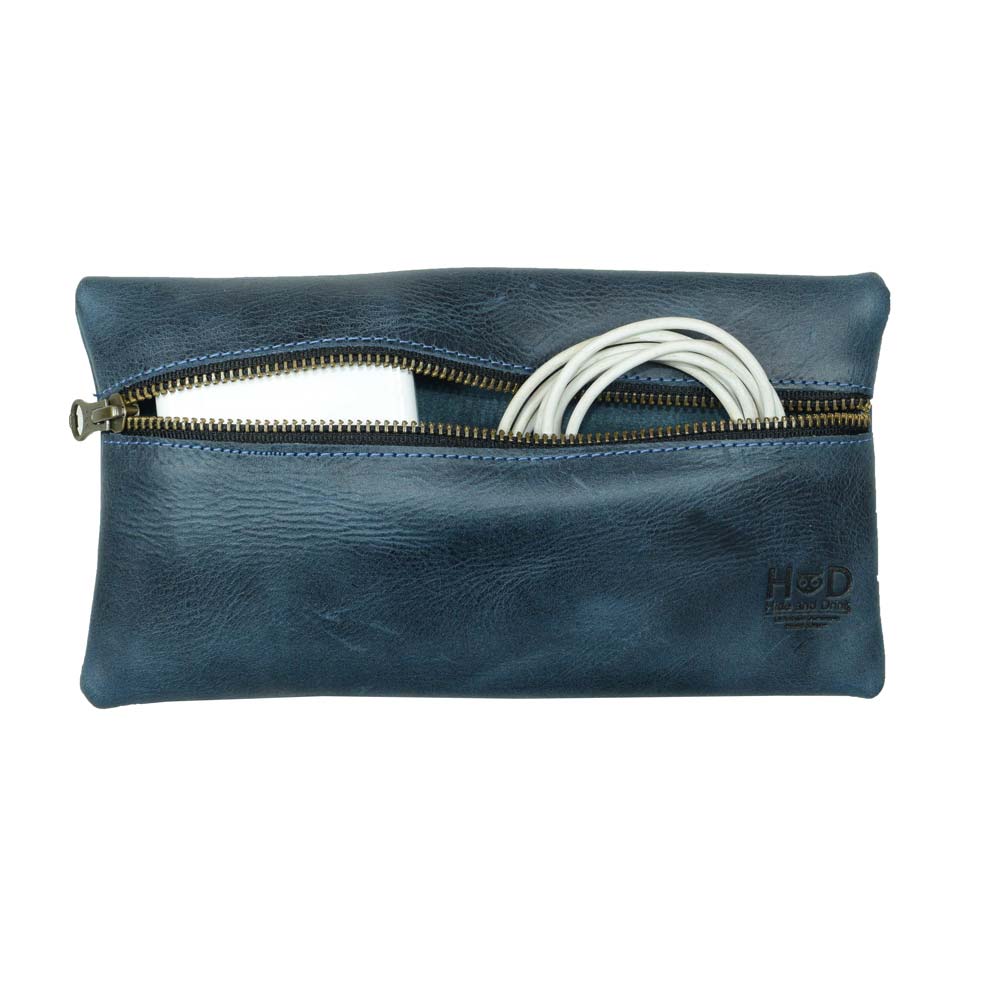Hide & Drink Utility Cord Pouch in natural tones, showcasing its artisanal appeal. This utility & charger case for MacBook, iPad & Laptop serves as a remarkable cable organizer, hand-cut and sewn in La Antigua Guatemala & Oaxaca Mexico.