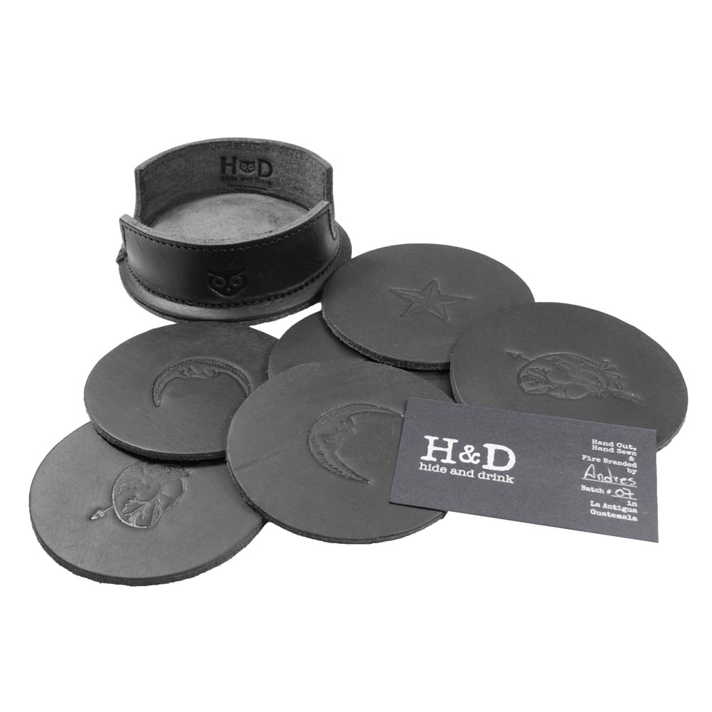 Thick Leather Moon, Star and Heart Coasters (6-Pack) - Stockyard X 'The Leather Store'