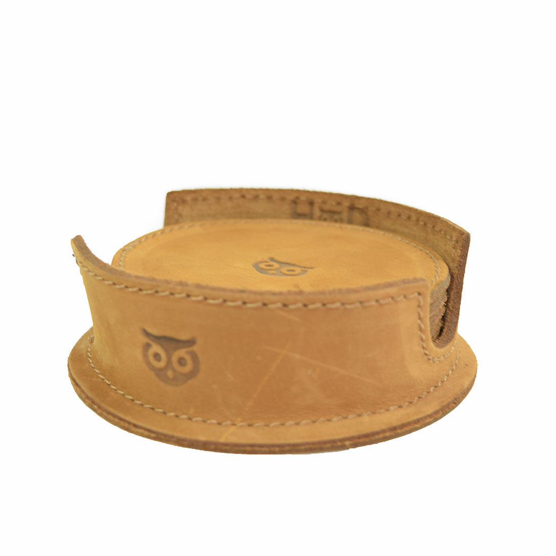 Thick Leather Owl Coasters with Stitching (6-Pack) - Stockyard X 'The Leather Store'