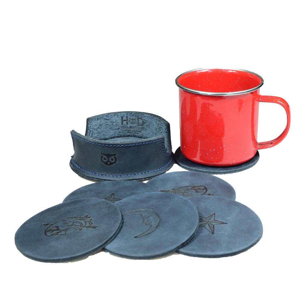 Thick Leather Moon, Star and Heart Coasters (6-Pack) - Stockyard X 'The Leather Store'