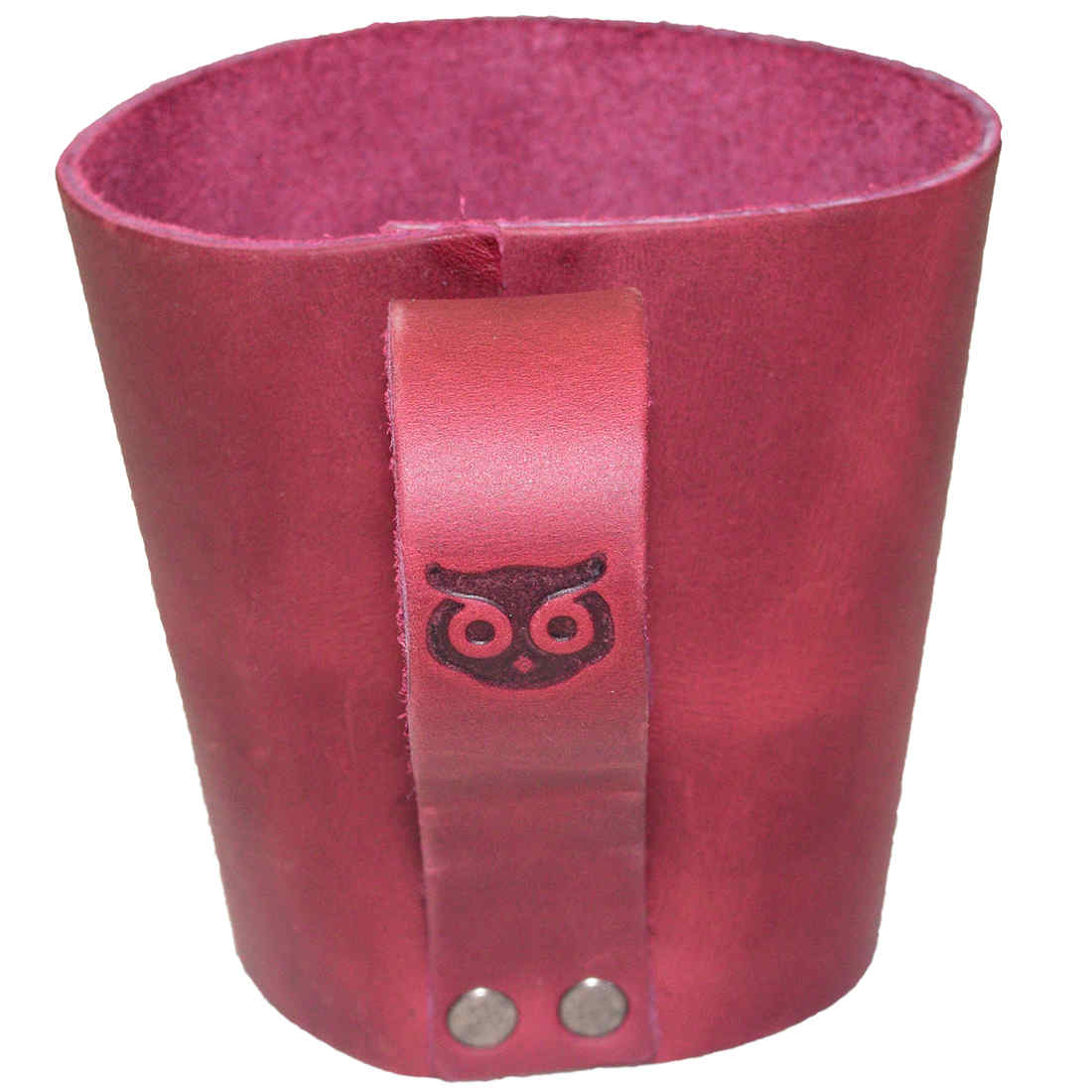 Elegant view of the Pint Sleeve with Handle by Hide & Drink, emphasizing its Full Grain Leather build. This artisan piece reflects Handmade quality, ideal for enhancing the beauty of your bar setup.