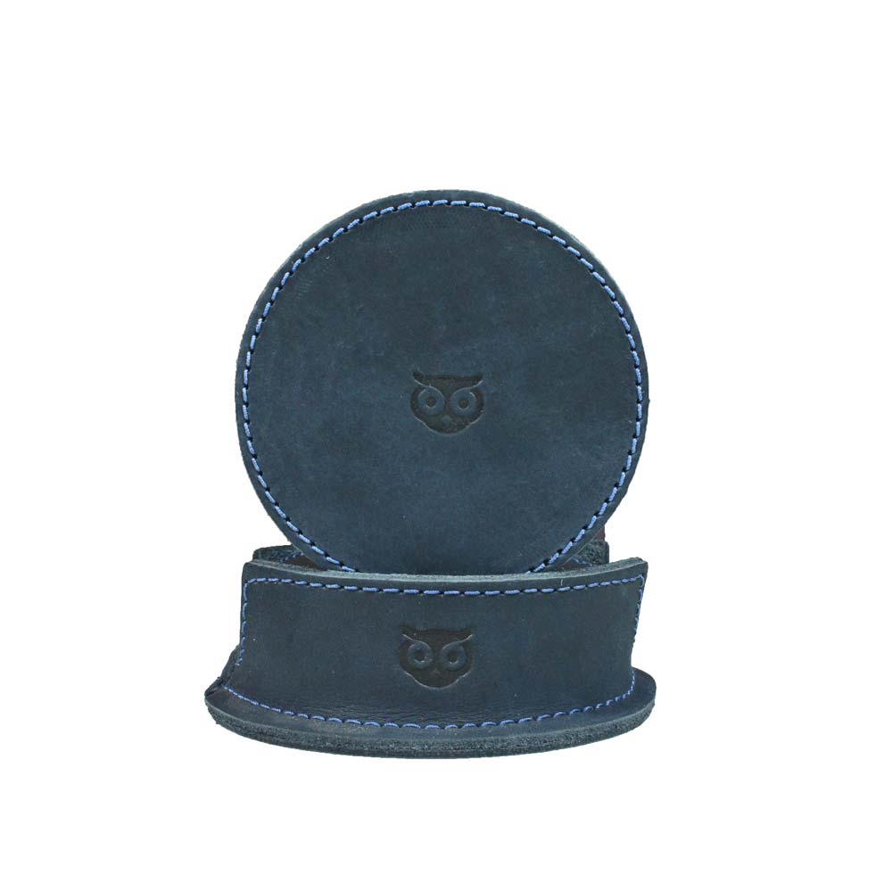 Thick Leather Owl Coasters with Stitching (6-Pack) - Stockyard X 'The Leather Store'