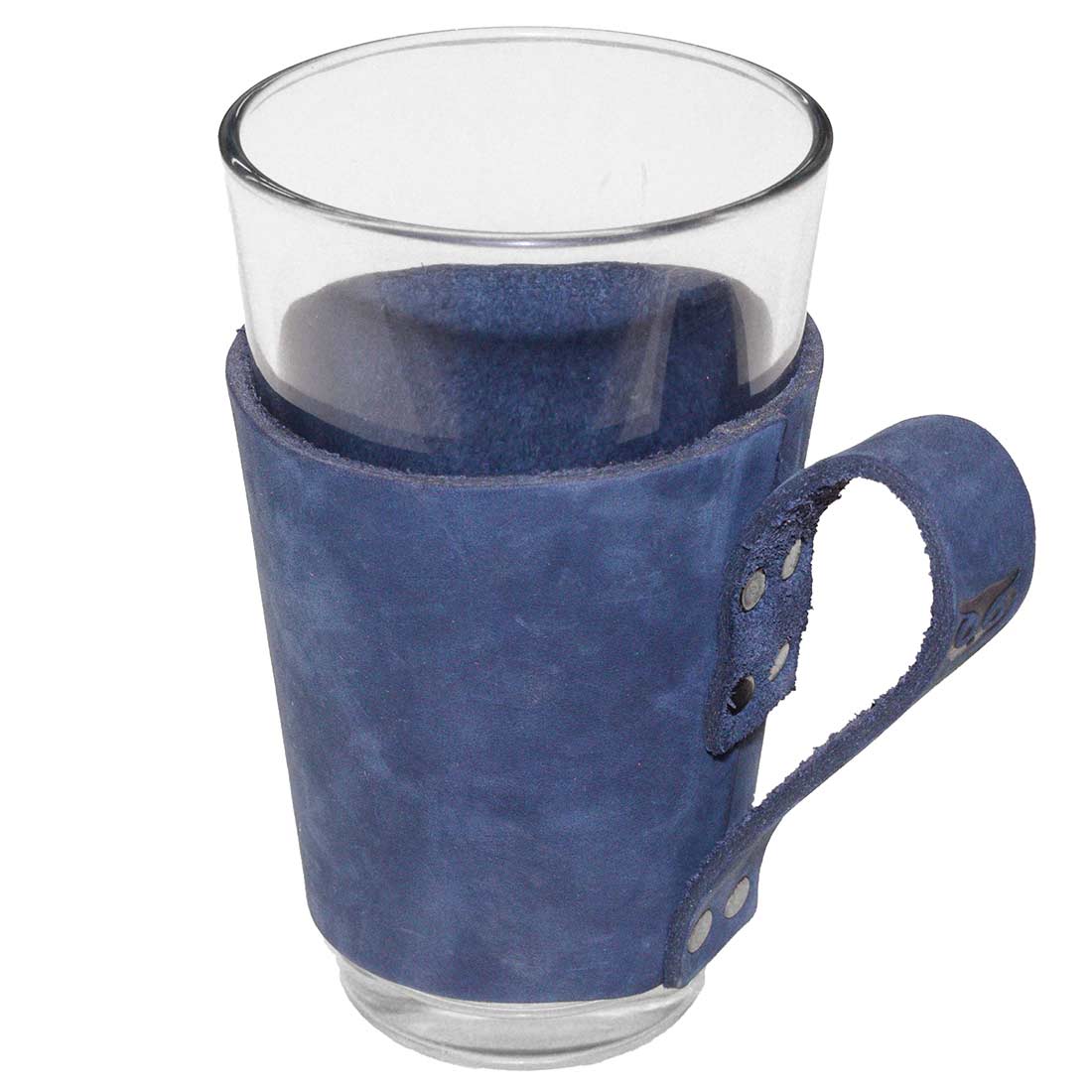 Detailed presentation of the Pint Sleeve with Handle by Hide & Drink, emphasizing its Full Grain Leather composition. This artisan item showcases Smal Batch Production, perfect for elevating your drink presentation.