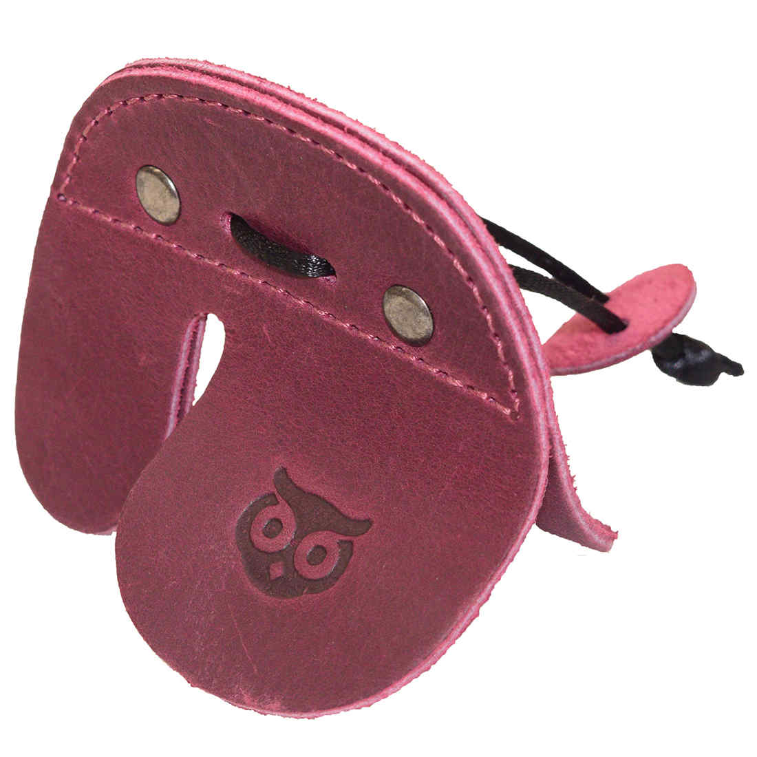 Showcasing the Right Handed Archery Finger Protector created by Hide & Drink, featuring high-quality full grain leather. This Archery Finger Tab functions as a Protect Guard for Recurve Bows, essential for anyone's shooting practice gear in sports and outdoors. Handmade in La Antigua Guatemala, it represents true artistry through small batch production techniques, with hand cut and hand sewn precision, plus a distinctive fire branded emblem.