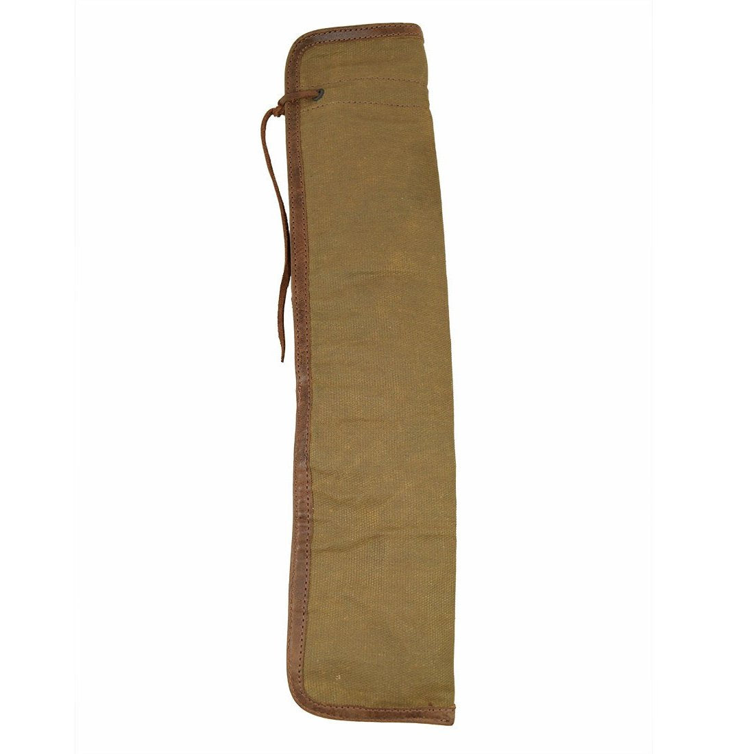 Exterior view of the Hide & Drink Drummstick Bag in a neutral color, designed to securely hold drumsticks for musicians. This Waxed Canvas & Full Grain Leather Drumstick Bag Holder combines style with functionality, emphasizing the artisanal craftsmanship of small batch production, hand cut and hand sewn in La Antigua Guatemala & Oaxaca Mexico.