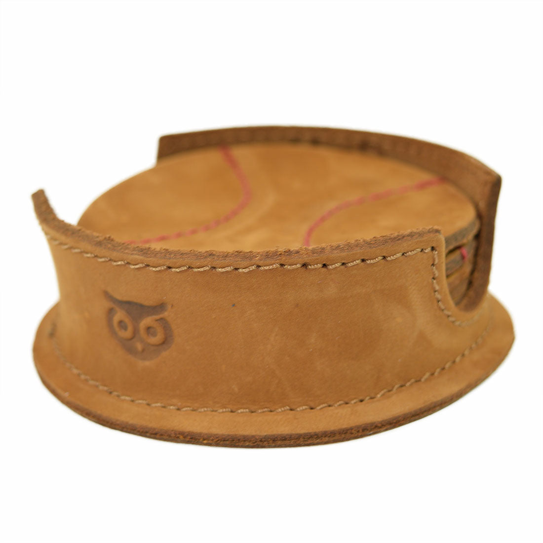 Thick Leather Baseball Coasters (6-Pack) - Stockyard X 'The Leather Store'