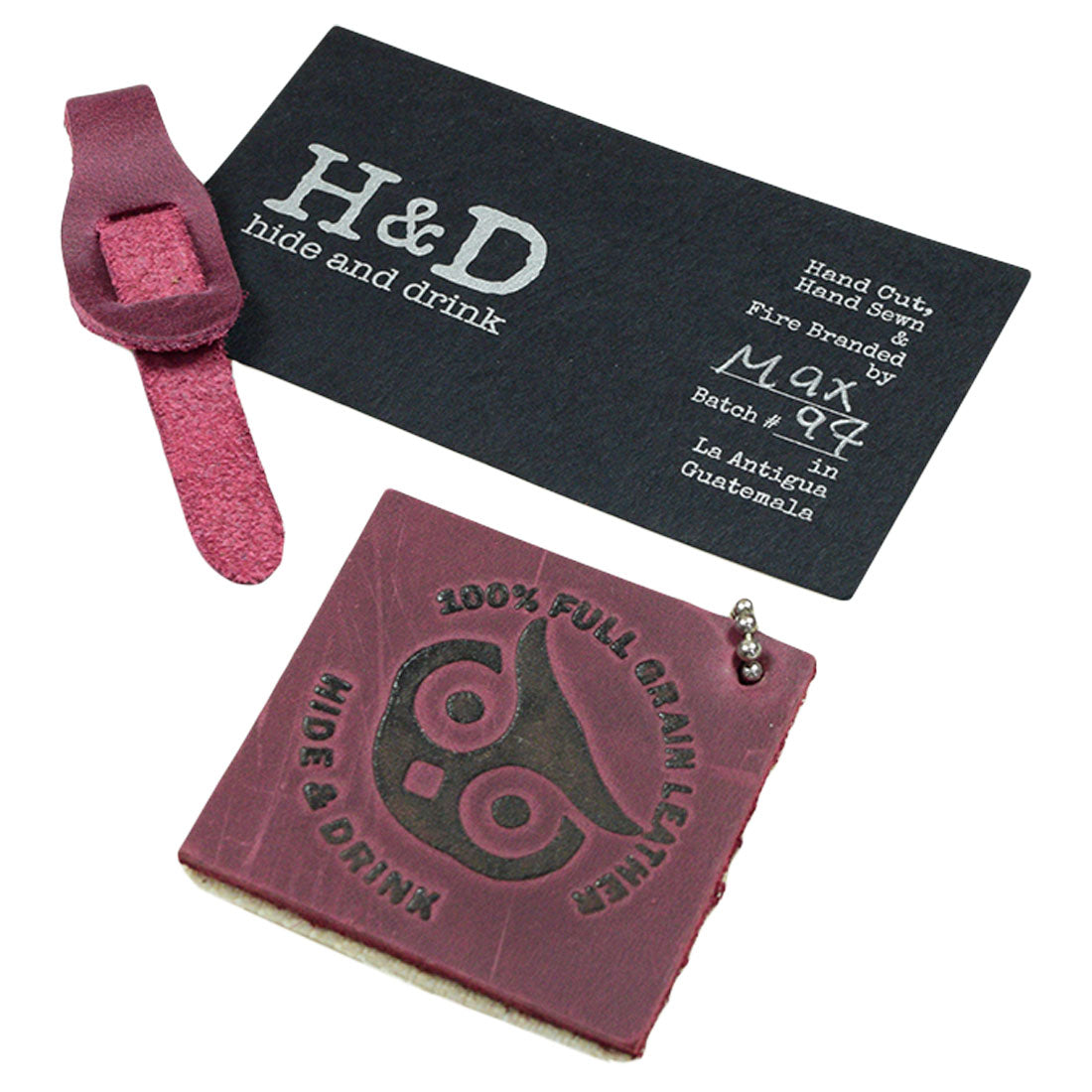 Distinctive Rustic Zipper Pull Replacement by Hide & Drink, showcasing high-quality full grain leather. Included in the 6 pack set, it's perfect for personalizing backpacks, jackets, wallets, luggage, and bags. Each pull is hand crafted and fire branded, highlighting artisan quality from La Antigua Guatemala & Oaxaca Mexico.