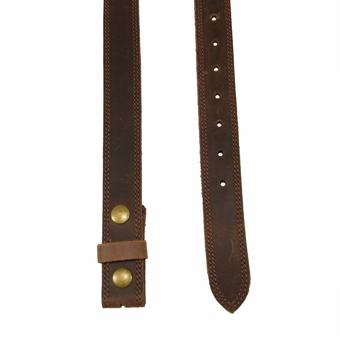 Two Row Stitch Leather Snap On Belt, 1.25" Width - Stockyard X 'The Leather Store'