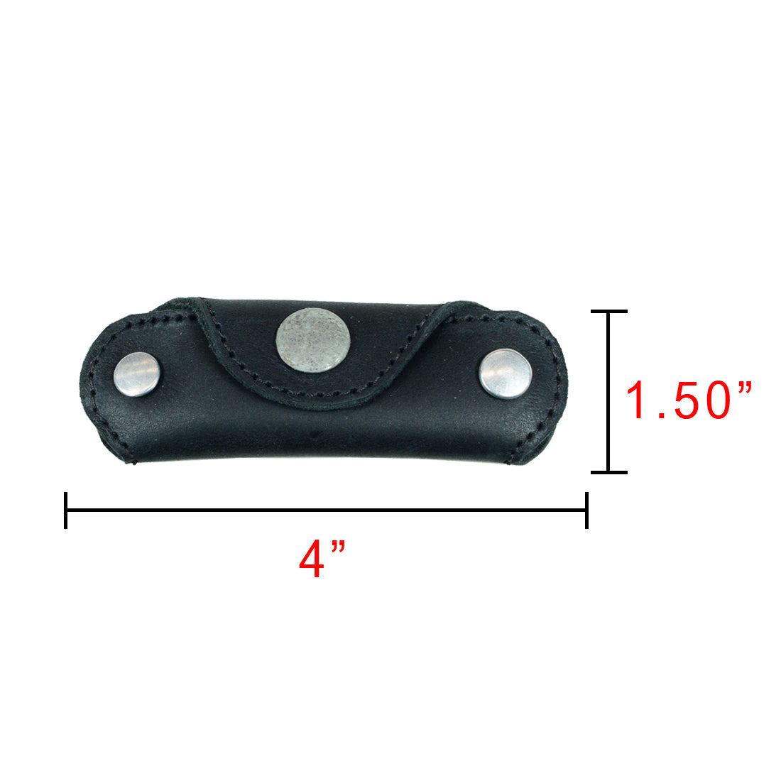 Dimensions of Hide & Drink's Double Swiss Knife Key Holder in black Full Grain Leather, demonstrating its fit as a practical Multiple Key Organizer. This artisan-crafted accessory captures the essence of small batch production.