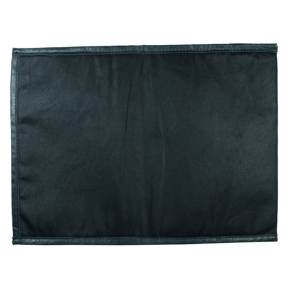 Flat image of Laptop Sleeve 14 in. by Hide & Drink illustrating its refined black exterior. Perfect for safeguarding your device, this Sleeve is compatible with MacBook Air/Pro 13 Inch with M1 Chip, fashioned from Waxed Canvas through small batch production methods, emphasizing hand cut, hand sewn, and fire branded artisan skills in La Antigua Guatemala & Oaxaca Mexico.