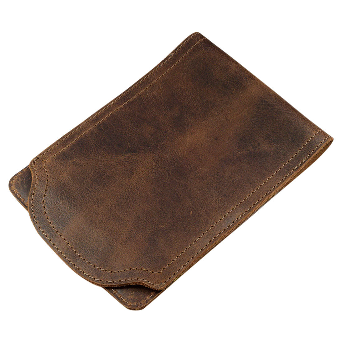 Front view of Hide & Drink Hard Cover Reporter Protector Large (5 x 8.25 in.) Notebook NOT Included, showcasing the rustic design of Full Grain Leather. This artisan product is hand cut and hand sewn, perfect for secure training as a Dog Muzzle Guard with Adjustable Straps.