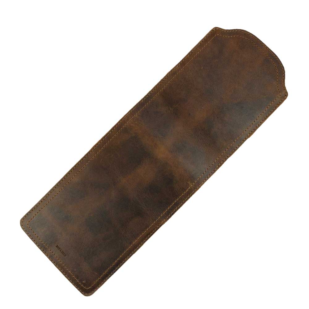 Side view of Hide & Drink Hard Cover Reporter Protector Large (5 x 8.25 in.) Notebook NOT Included, highlighting its sleek design crafted from Full Grain Leather. This artisan-made cover ensures a secure fit, suitable for Dog Muzzle Guard applications.