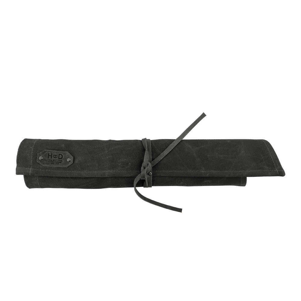 Hide & Drink Wrench Roll (15 Pockets) showcasing Water Resistant Waxed Canvas, perfect for organizing tools in a portable format, artisan-made in La Antigua Guatemala & Oaxaca Mexico.