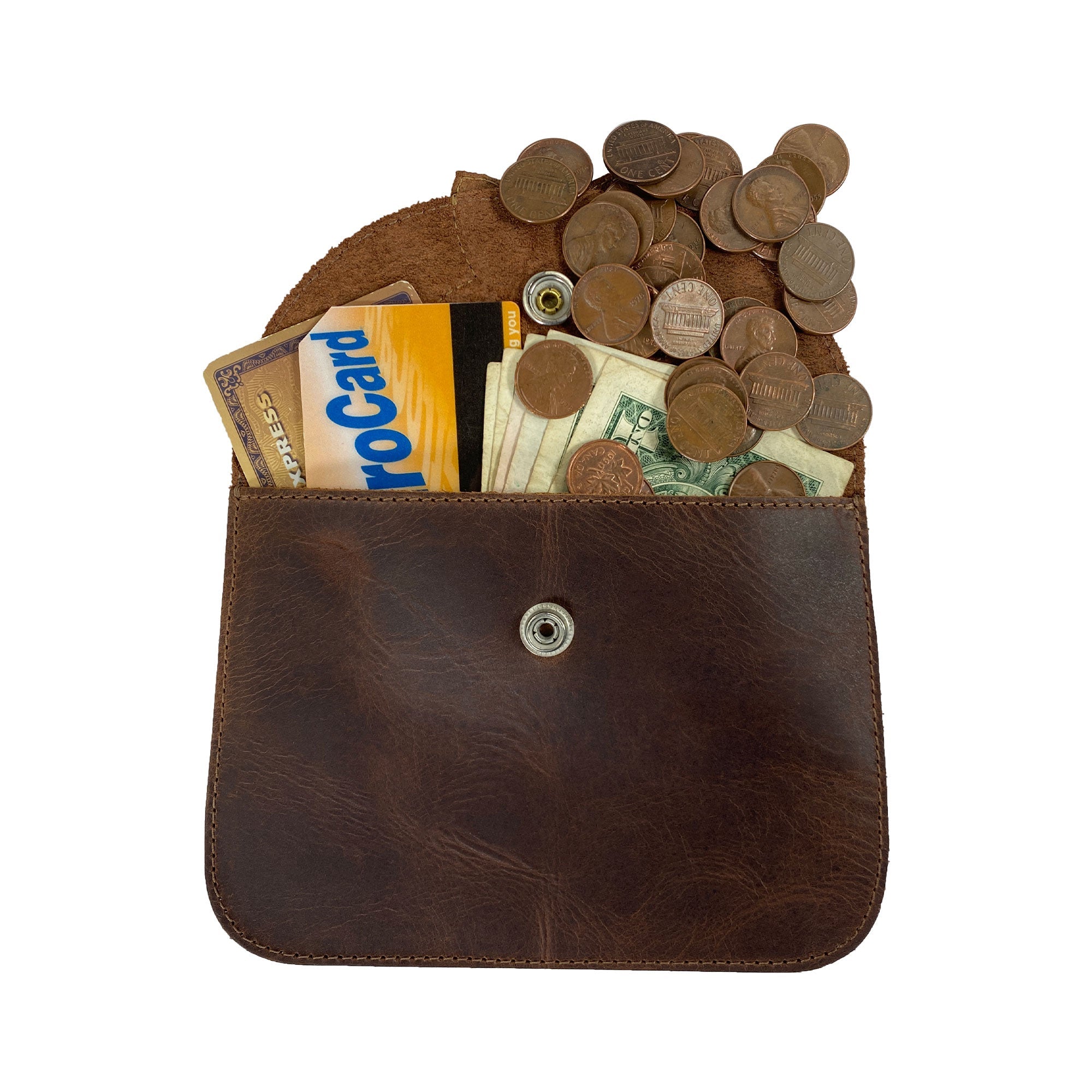 Heather's Flower Card Wallet featuring an attractive flower design, symbolizing rustic elegance. This wallet is handcrafted from Full Grain Leather in La Antigua Guatemala.
