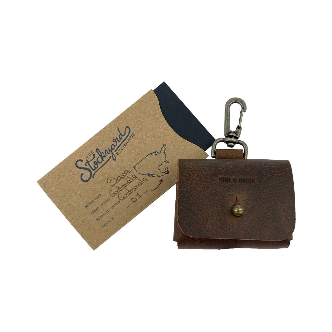 Airpods Pro Case Keychain by Hide & Drink - Beautifully packaged with a tag, this case promises style and protection for your Airpods. Perfect for travel or everyday use, made from full grain leather and artisan crafted in La Antigua Guatemala & Oaxaca Mexico.