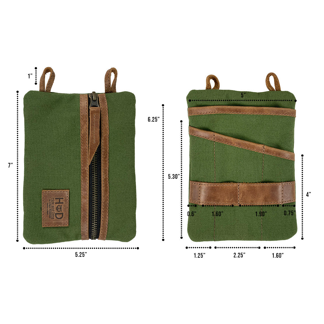 Multi-tool Pocket Pouch - XL by Hide & Drink with a business card, a perfect gift option incorporating practicality and style. Multi-Tool Pocket Pouch XL, Compact Multipurpose EDC Zippered Bag, Knife Holster, Handmade Slim Organizer, Waxed Canvas, StockyardX, Small Batch Production, Artisan, Handmade in La Antigua Guatemala & Oaxaca Mexico.