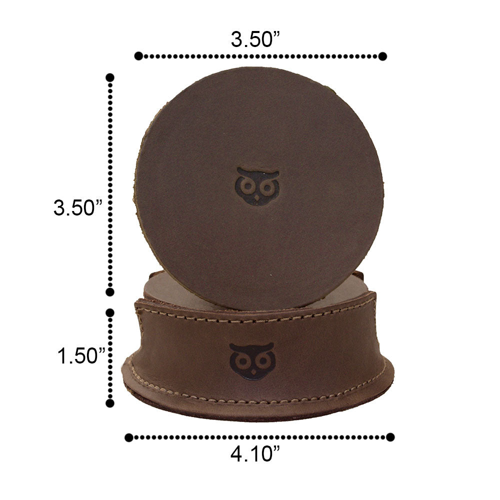 Thick Leather Owl Coasters (6-Pack) - Stockyard X 'The Leather Store'