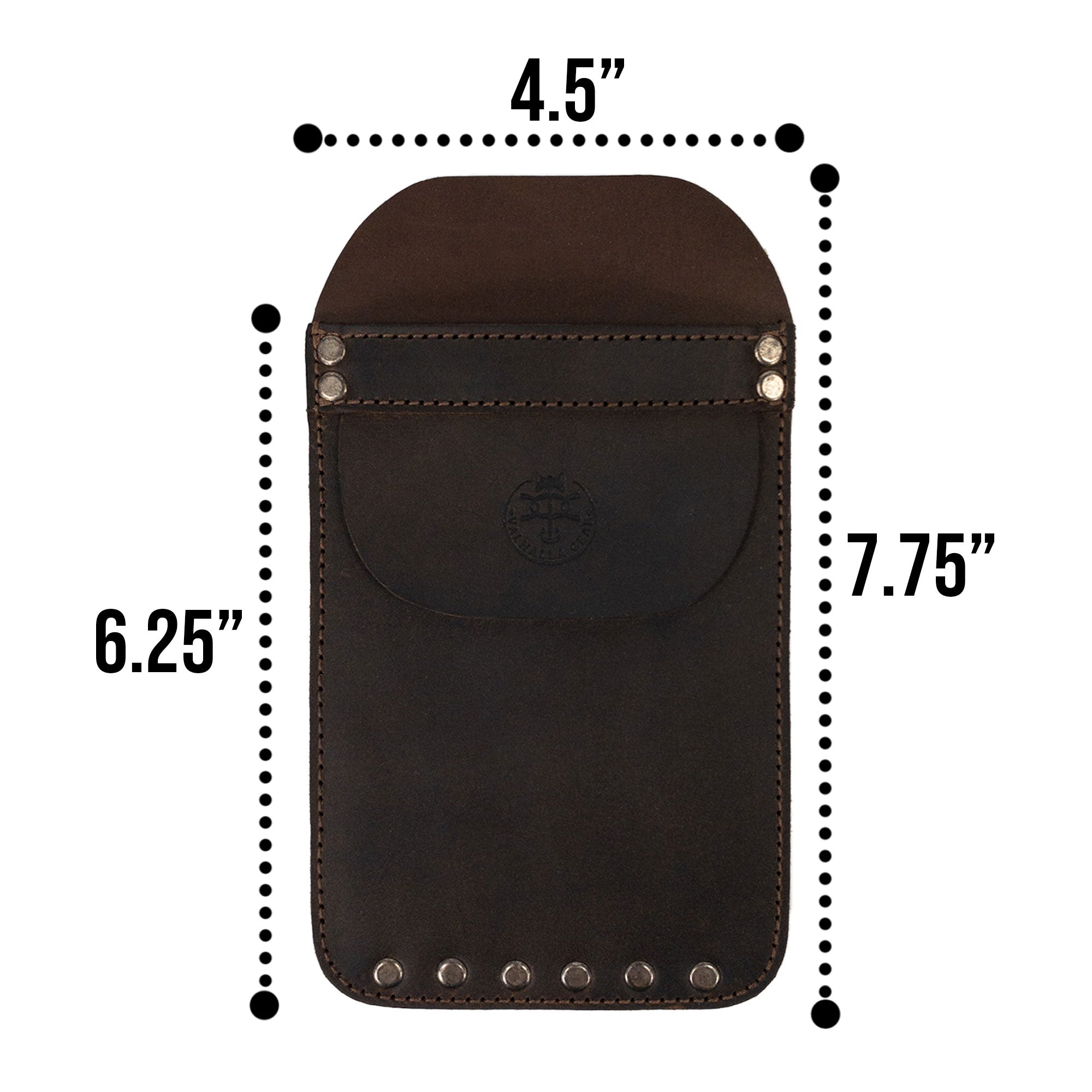 The Back Pocket Quiver by Valhalla Gear with artisan notes visible, highlighting the craftsmanship and dimensions of this Classic Bag for Arrows. Made from Full Grain Leather, this archer accessory represents Small Batch Production and is Fire Branded for authenticity, handmade in La Antigua Guatemala.