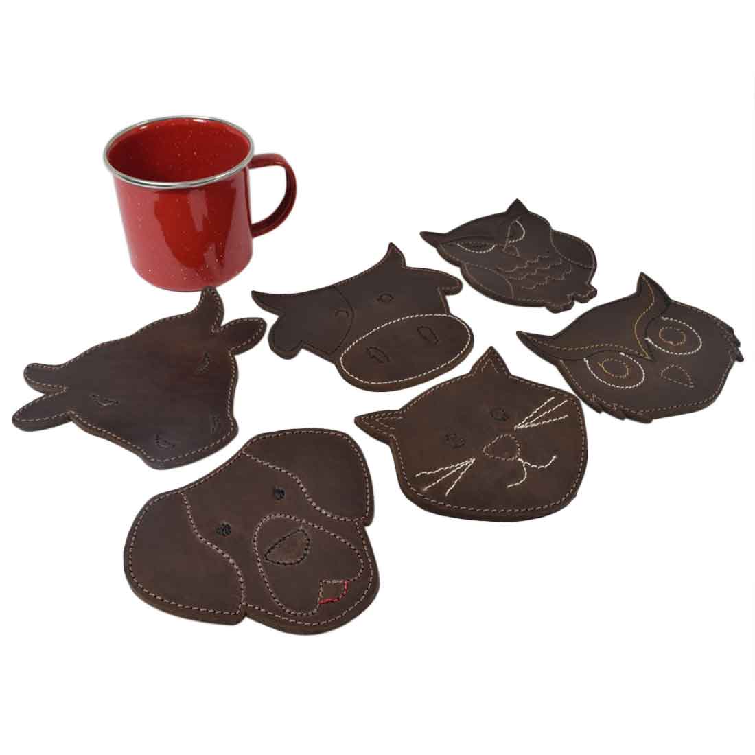 Wild Animal Coaster Set (6-Pack) - Stockyard X 'The Leather Store'