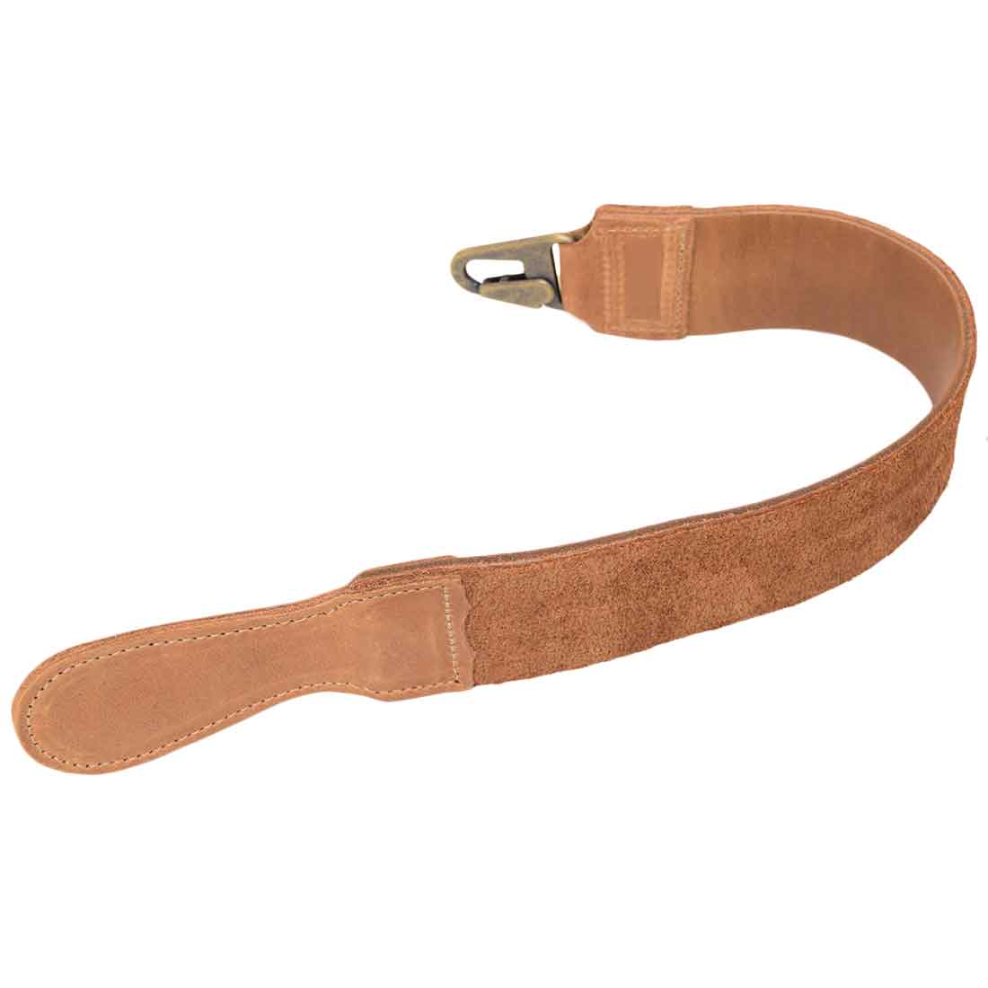 Back view of the lighter Hide & Drink Barber Strop, made from high-quality Full Grain Leather. This Razor Strop and Shaving Sharpener boasts artisan craftsmanship, a great addition to any barber's toolkit.