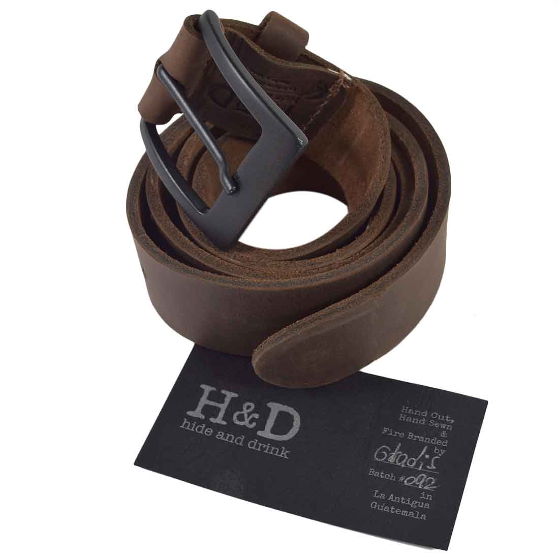 Rustic Leather Belt / Rustic Charcoal Buckle, 1.5" Wide - Stockyard X 'The Leather Store'