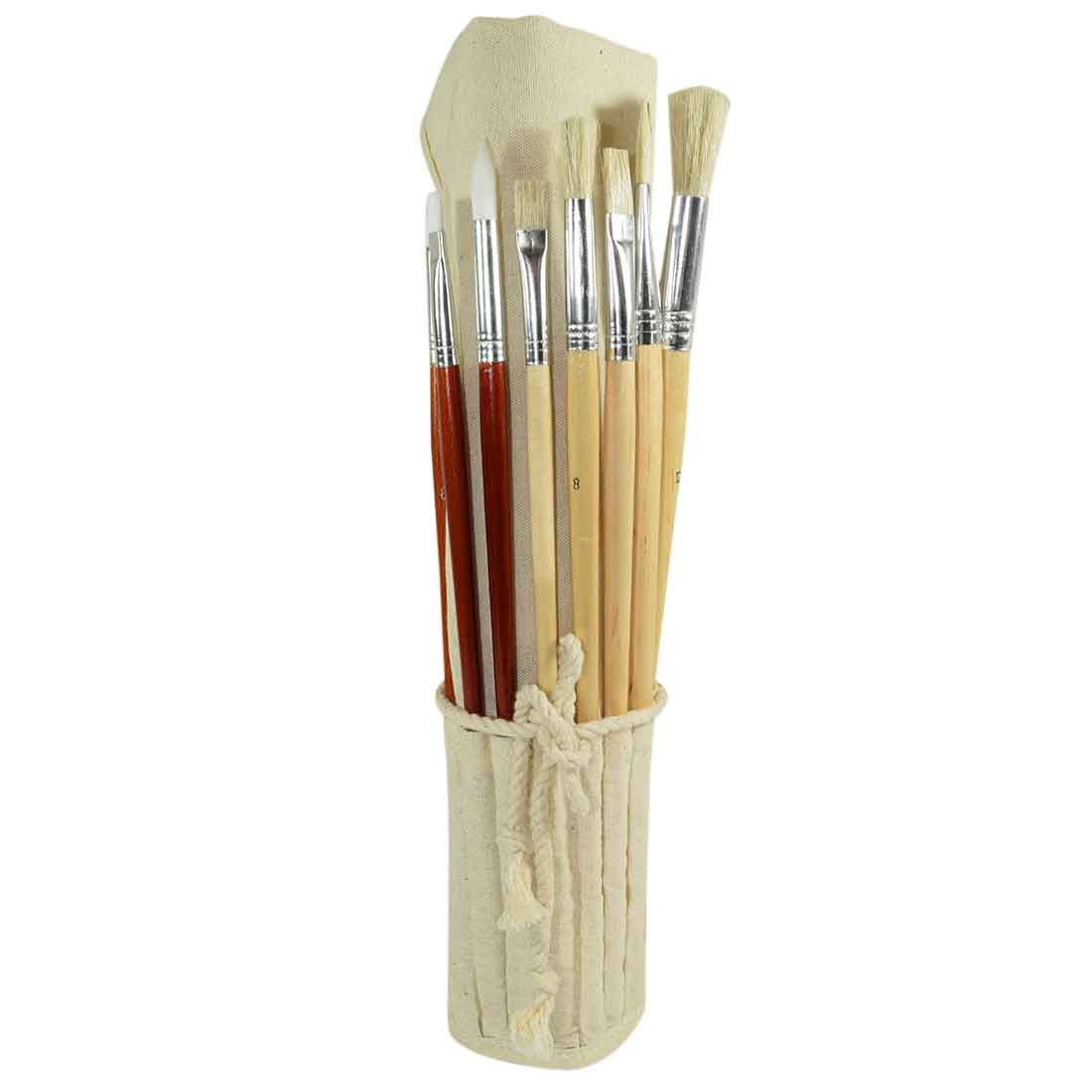 Handcrafted Paint Brush Roll-Up by Hide & Drink showcasing a cylindrical design for convenient storage of artist brushes. This Artist Paint Brush Canvas Roll-Up with Leather Lining Storage Wrap / 24 Slots / Workshop Art Study emphasizes small batch production and attention to detail. Fire branded and artisan-created in La Antigua Guatemala & Oaxaca Mexico.