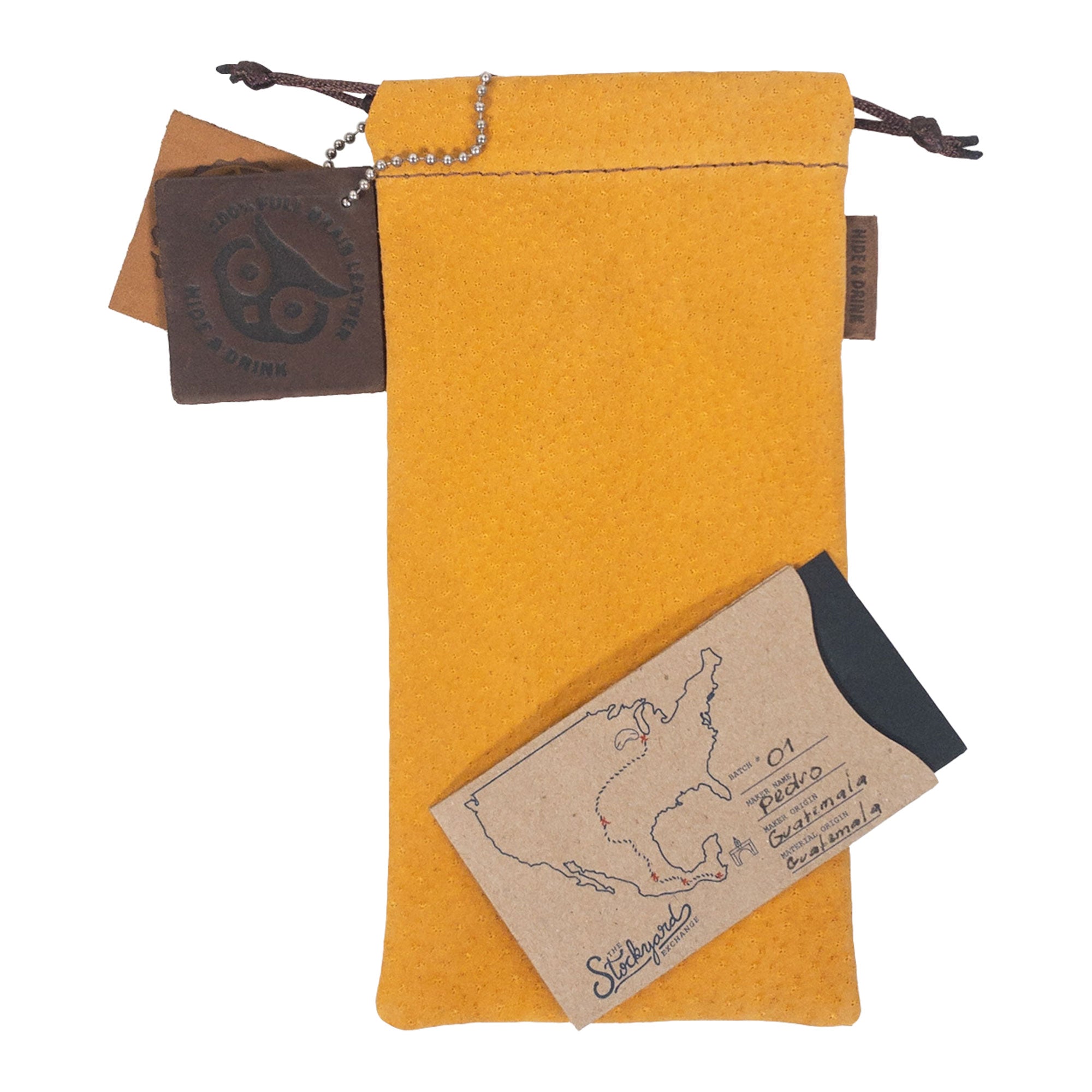 Hide & Drink Drawstring Bag for Pipe, designed from rich sheepskin leather. This handy bag offers a stylish solution for your tobacco pipe and reflects artisan craftsmanship from small batch production in Guatemala & Oaxaca.