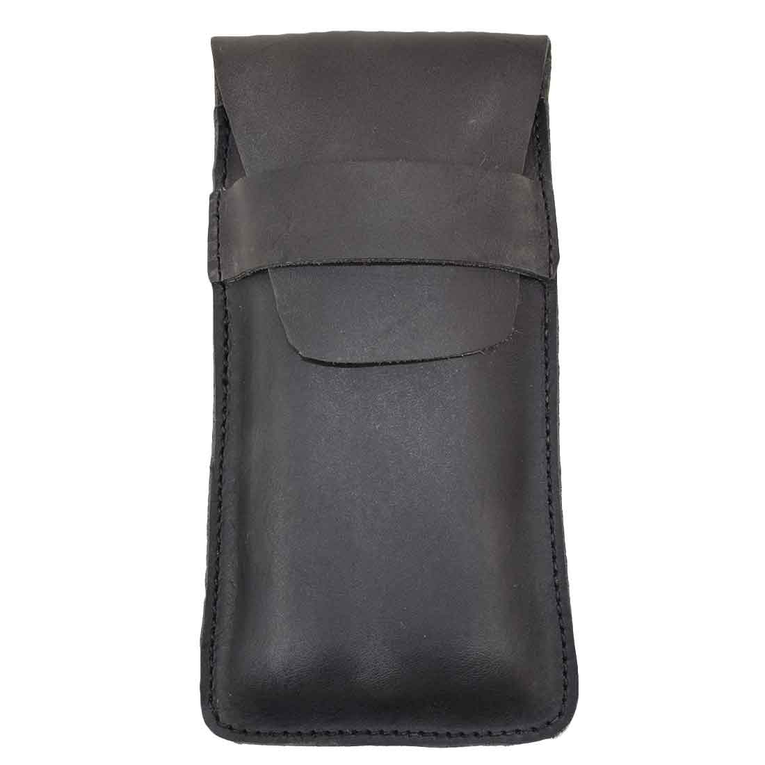 Hide & Drink Cigar Holder shown in a sleek design, perfect for three 50 ring cigars. This classic piece is crafted from full grain leather, showcasing artisan craftsmanship with a rustic touch, handmade in La Antigua Guatemala through small batch production.