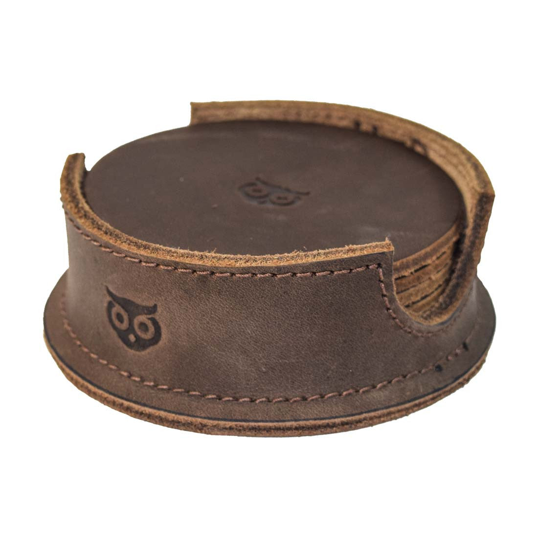 Thick Leather Owl Coasters (6-Pack) - Stockyard X 'The Leather Store'