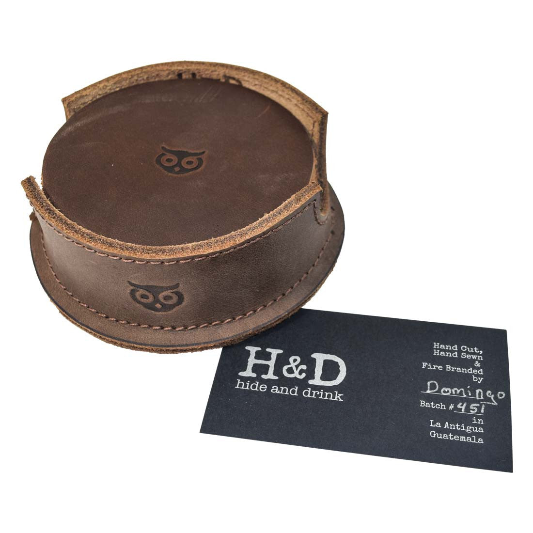 Thick Leather Owl Coasters (6-Pack) - Stockyard X 'The Leather Store'