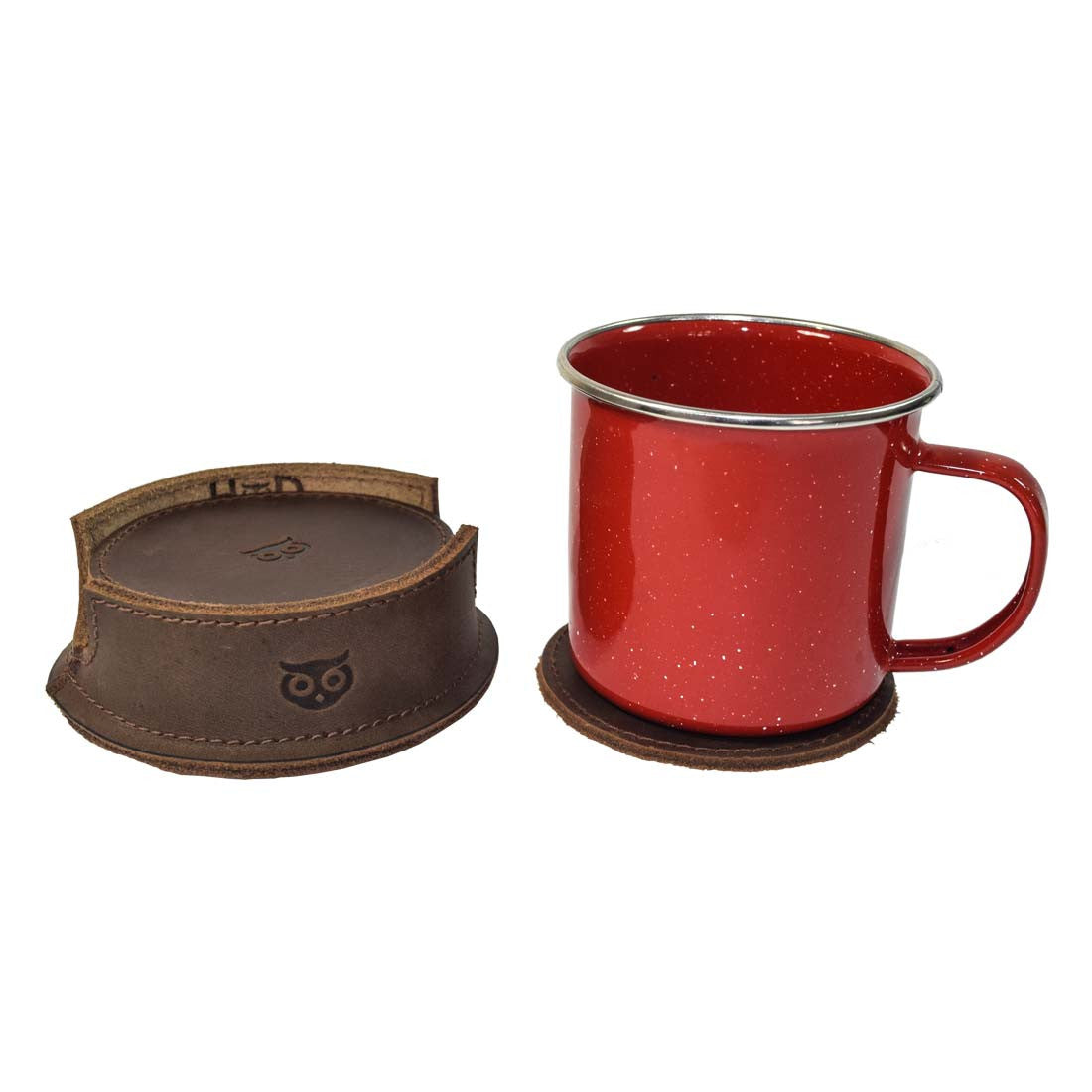 Thick Leather Owl Coasters with Stitching (6-Pack) - Stockyard X 'The Leather Store'