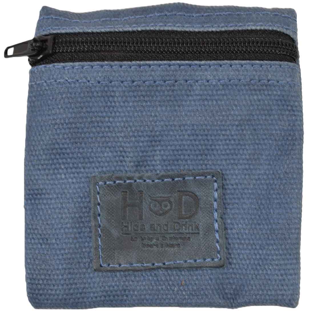 Hide & Drink Condom Pouch showcasing a simple yet elegant design, made from durable water resistant waxed canvas. This pocket purse serves both fashion and function, making it a fantastic classic partner gift. Handmade in La Antigua Guatemala reflects artisan dedication and craftsmanship.