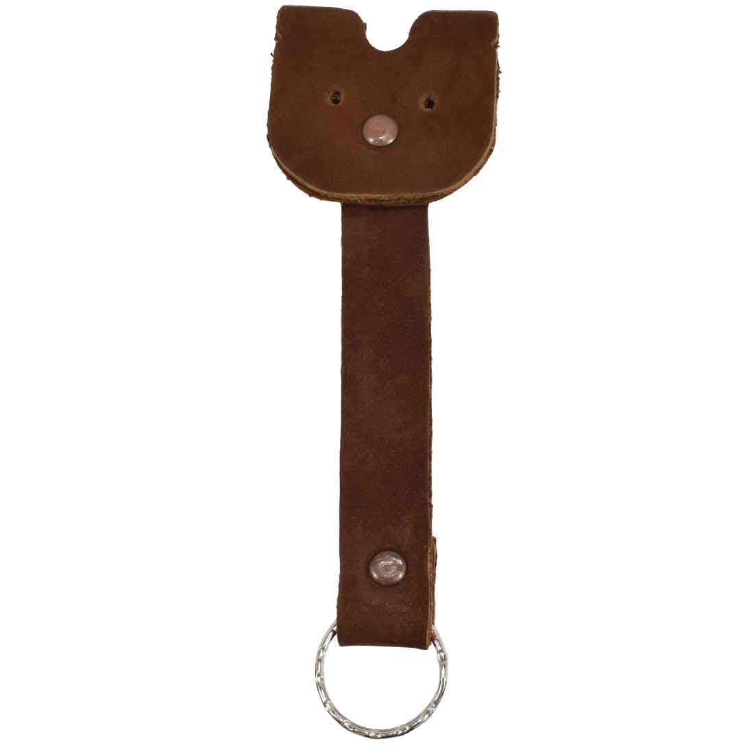 Doggy Fob by Hide & Drink, showing a stylish brown Full Grain Leather Critter Keychain, ideal for keeping your keys organized with a playful touch. Critter Keychain Dog Key Ring Pet Fob, Full Grain Leather, StockyardX, Small Batch Production, Hand Cut, Hand Sewn, Fire Branded, Artisan, Handmade in La Antigua Guatemala & Oaxaca Mexico.