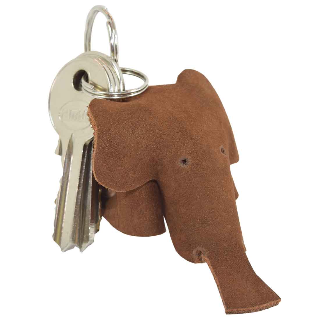 Full Grain Leather Animal Key Chain by Hide & Drink showcasing an intricate elephant design. This Critter Keychain is both a charming fob charm and an animal key holder charm pendant, crafted with care in small batches in La Antigua Guatemala.