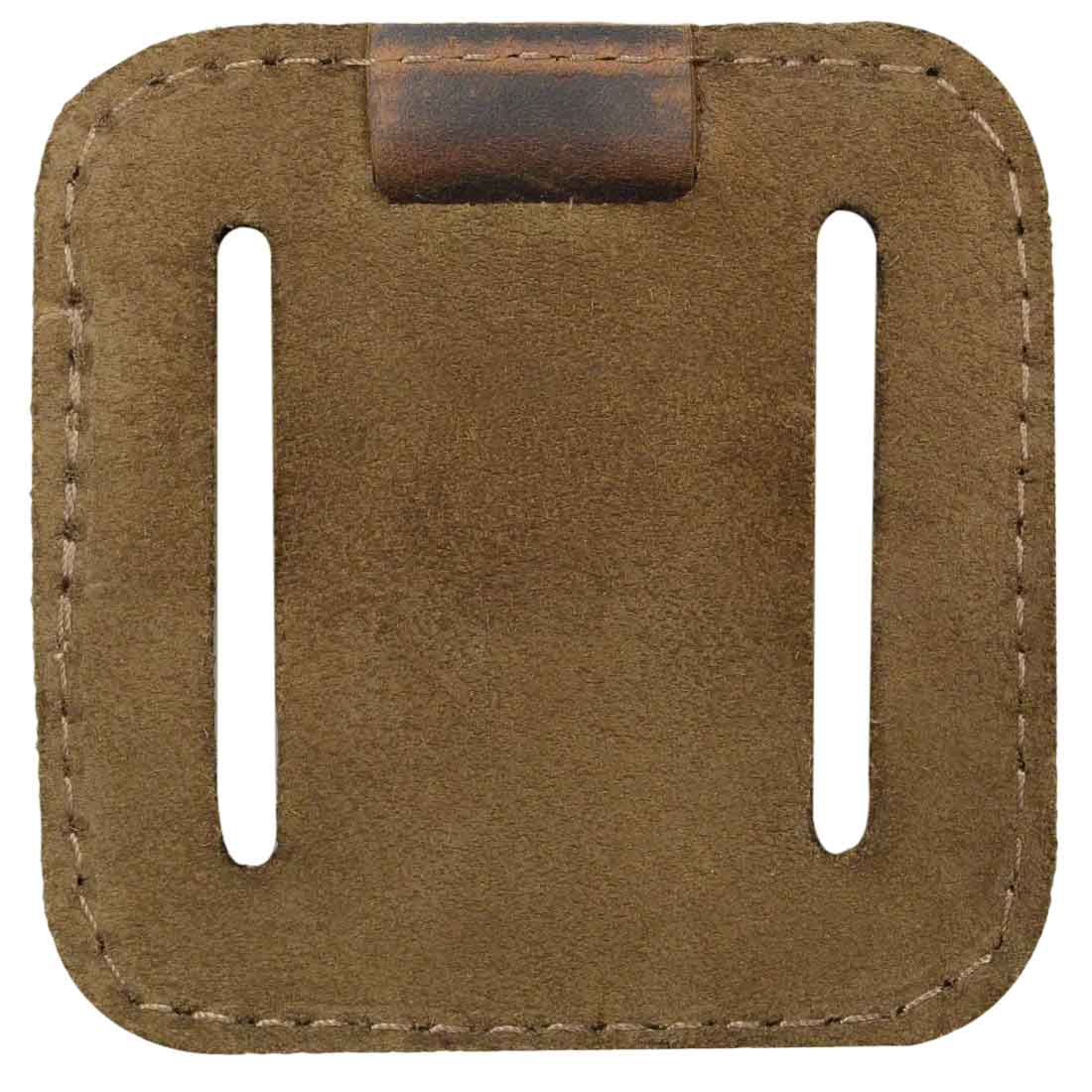 The back of the Belt Key Holder from Hide & Drink showcases the soft full grain leather finish. This accessory serves as a reliable vintage keychain organizer, designed for style and functionality, hand cut and hand sewn by local artisans in La Antigua Guatemala & Oaxaca Mexico.