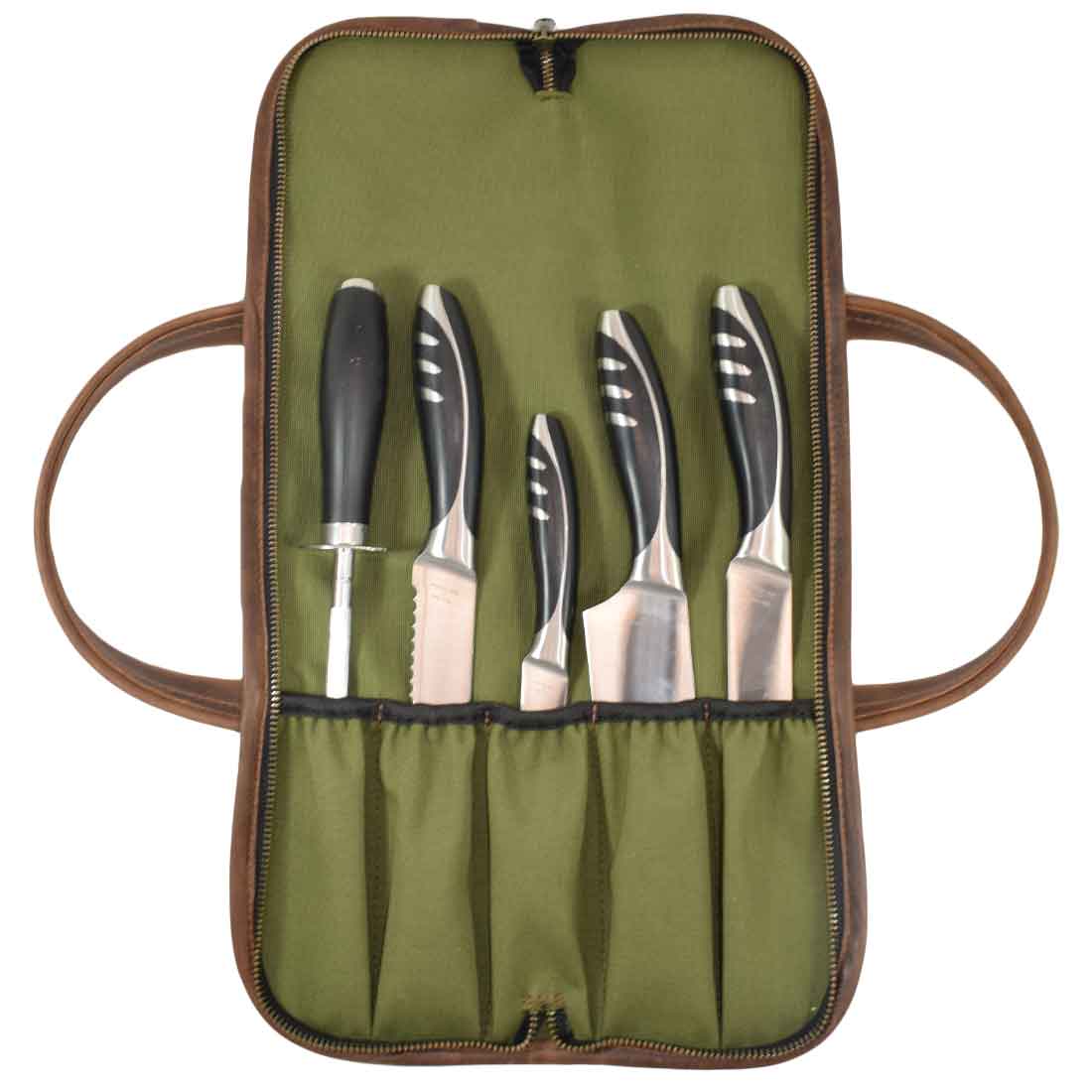 All Purpose Knife Roll with Zipper (5-Pockets) - Stockyard X 'The Leather Store'