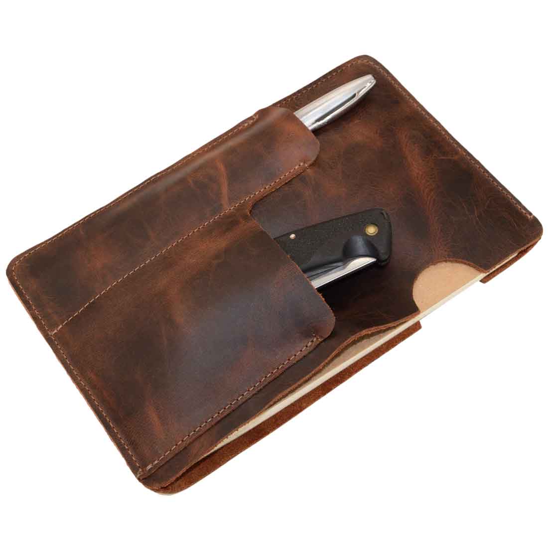 Notebook Sleeve & Knife Holder (5 x 8.5 in.) (Notebook Not Included) - Stockyard X 'The Leather Store'