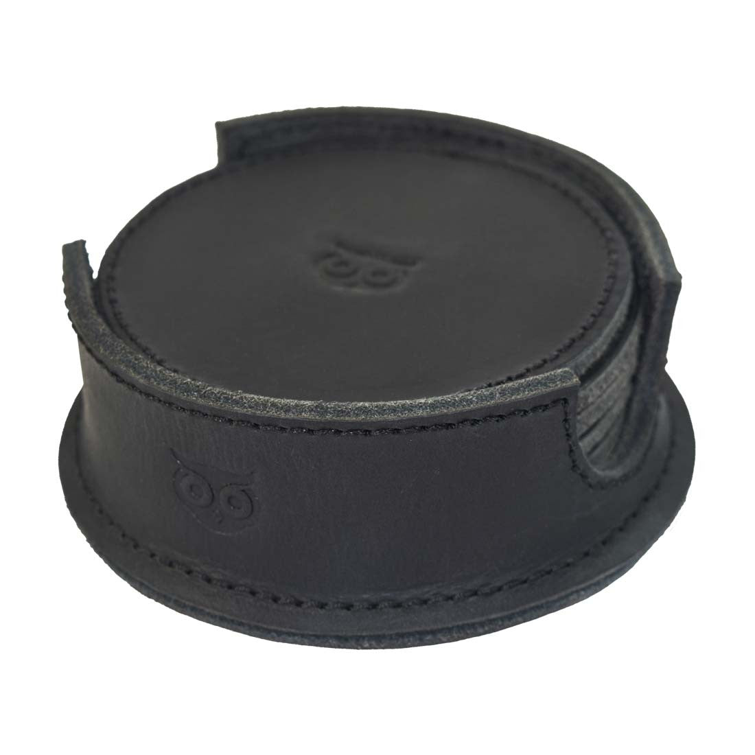 Thick Leather Owl Coasters with Stitching (6-Pack) - Stockyard X 'The Leather Store'