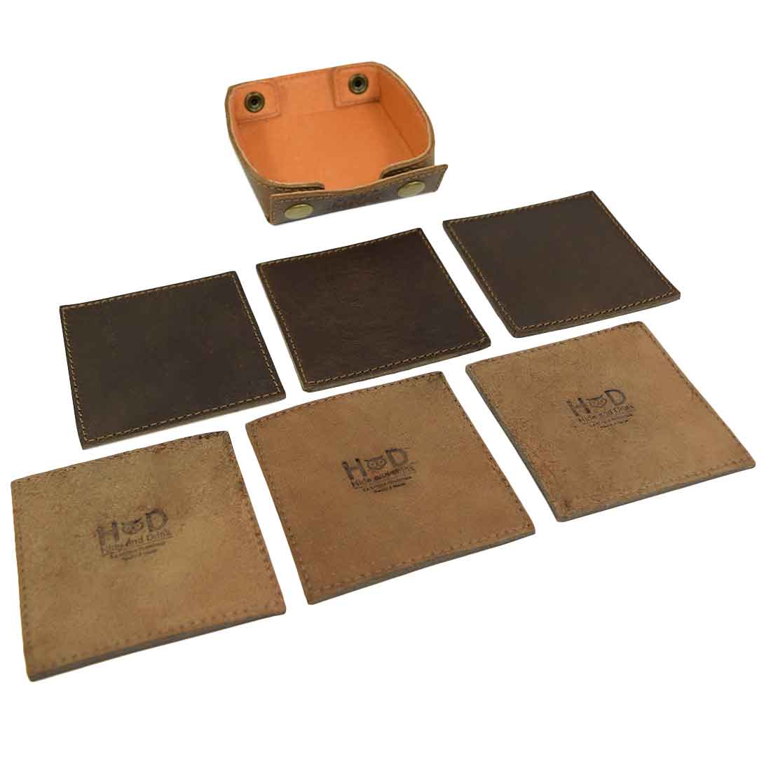 Classic Square Box Coasters Set (6-Pack) - Stockyard X 'The Leather Store'