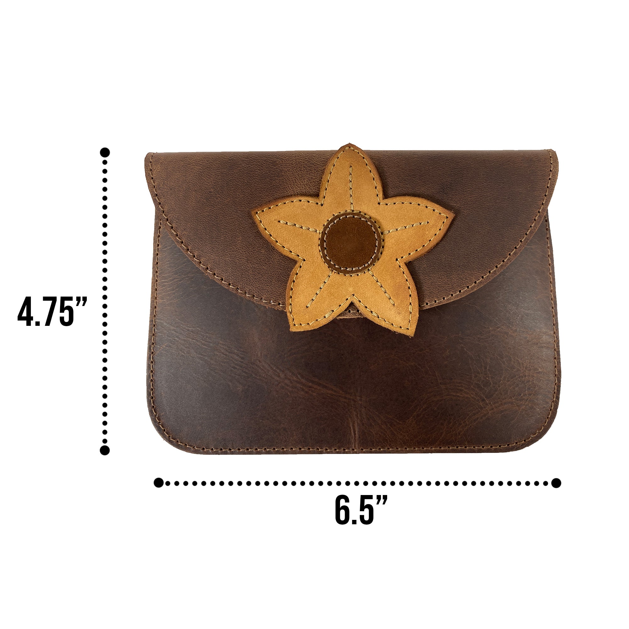 Interior of Heather's Flower Card Wallet, showcasing its spacious design ideal for cards and cash. Handcrafted from Full Grain Leather, this wallet reflects artisan craftsmanship.