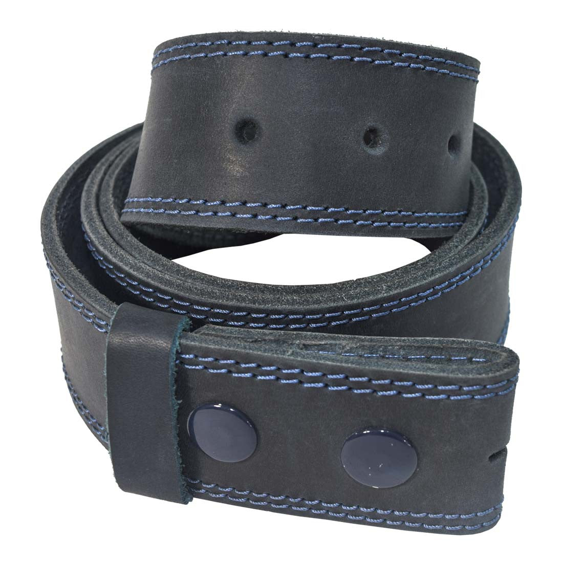 Men's Double Stitched Thick Leather Snap On Belt - Stockyard X 'The Leather Store'