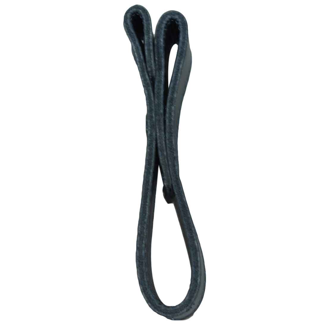 Side view of the navy blue Hide & Drink Whip Holster highlighting its elegant profile and durable design. This functional piece, a Full Grain Leather Whip Holster, is perfect for use as a Bullwhip Holder, showcasing the artisan craftsmanship of Small Batch Production in La Antigua Guatemala & Oaxaca Mexico.