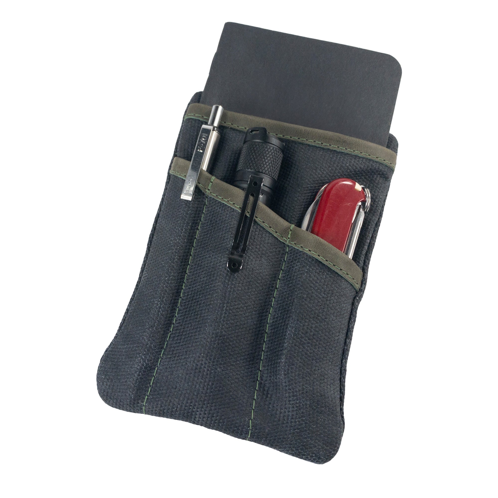 Multi-tool Pocket Pouch by Hide & Drink in navy, highlighting its refined design and sturdy build for effective tool organization.