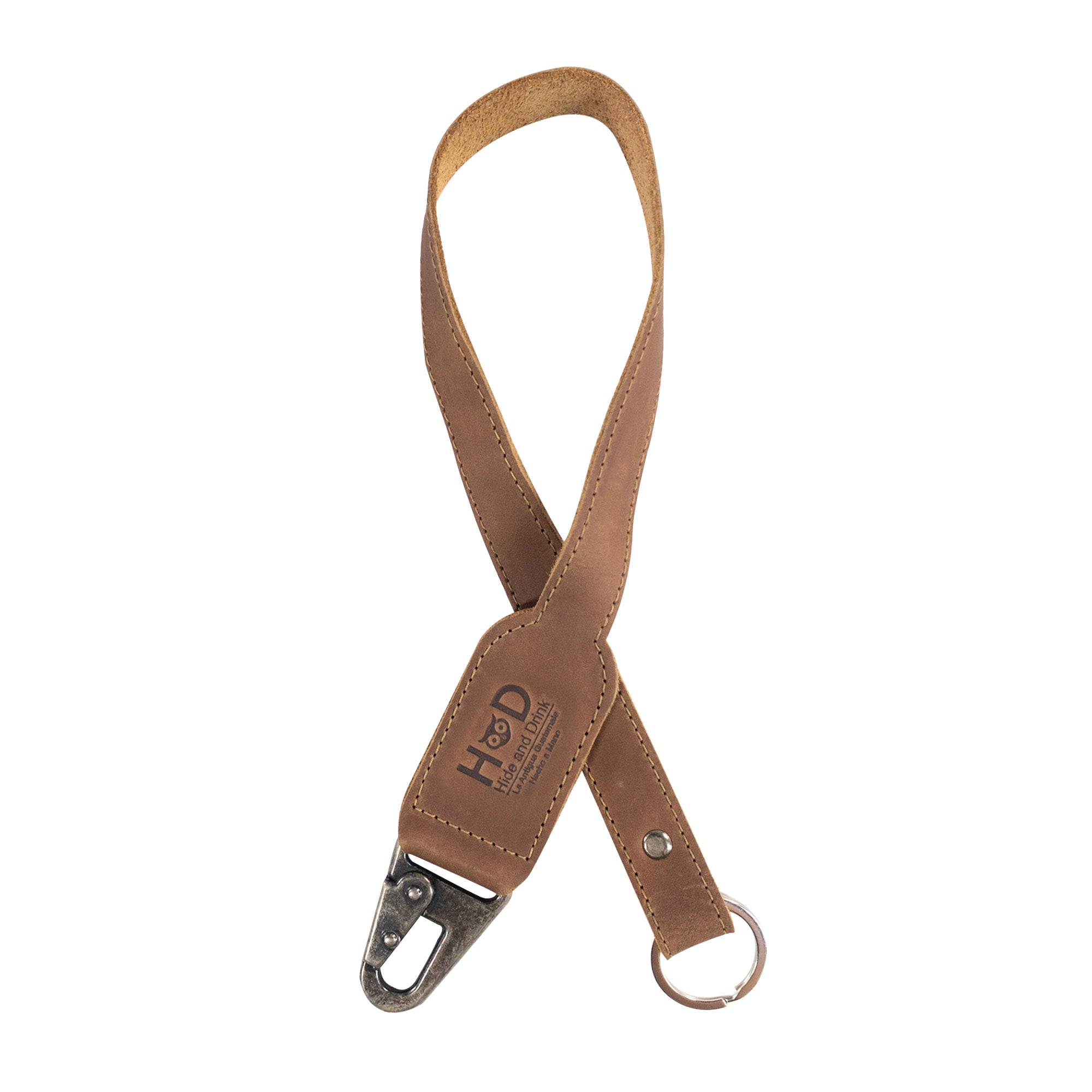 Hide & Drink Keychain Lanyard designed for functionality and style, made of fine Full Grain Leather, including a clip for easy key attachment. This product highlights artisan craftsmanship.