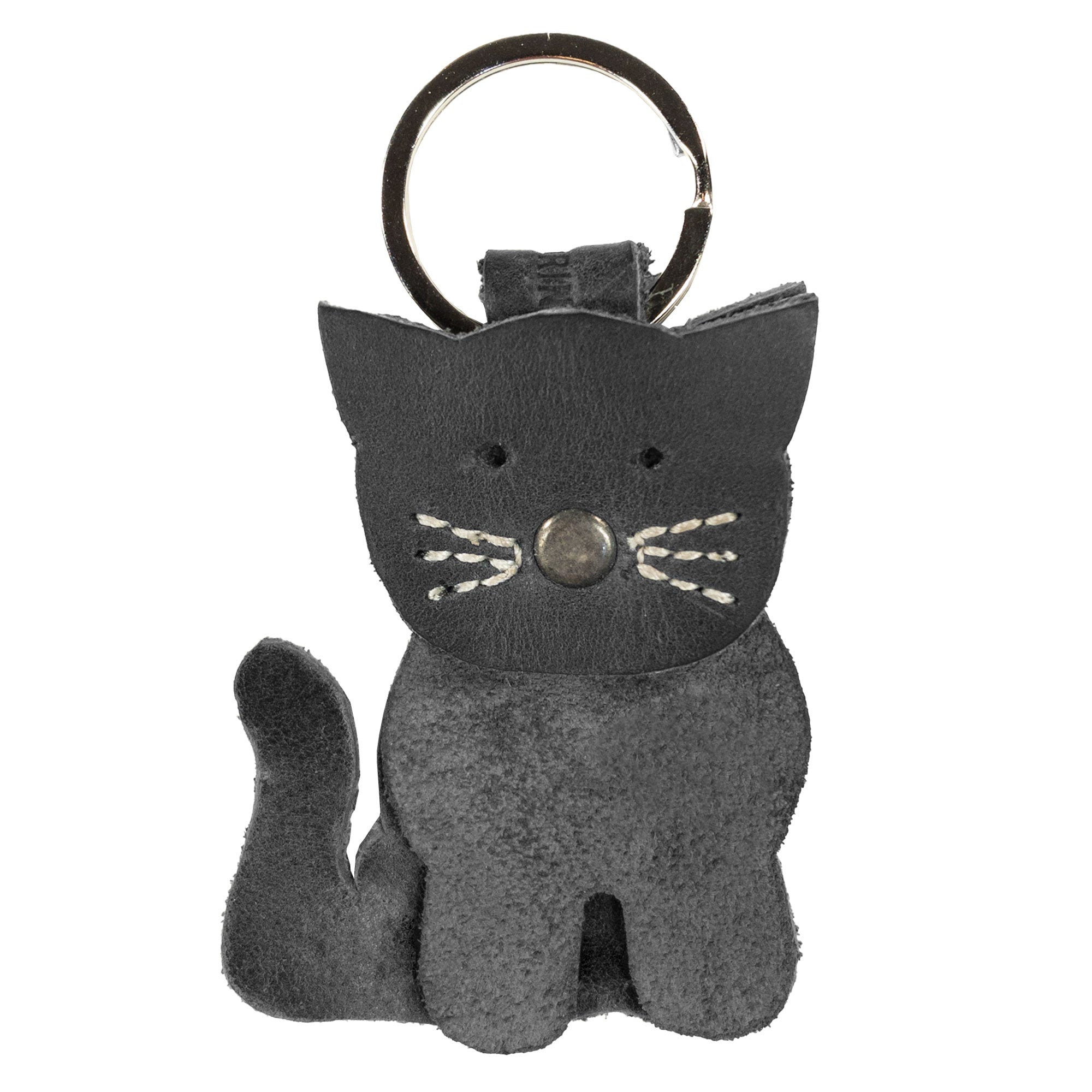 Adorable Cat Layered Keychain by Hide & Drink, showcasing handmade craftsmanship in Full Grain Leather. Perfect for animal lovers, this cute accessory holds keys with style. Ideal gifts for pet enthusiasts, featuring a charming cat design that's both functional and stylish. StockyardX, Small Batch Production, Hand Cut, Hand Sewn, Fire Branded, Artisan, Handmade in La Antigua Guatemala & Oaxaca Mexico.