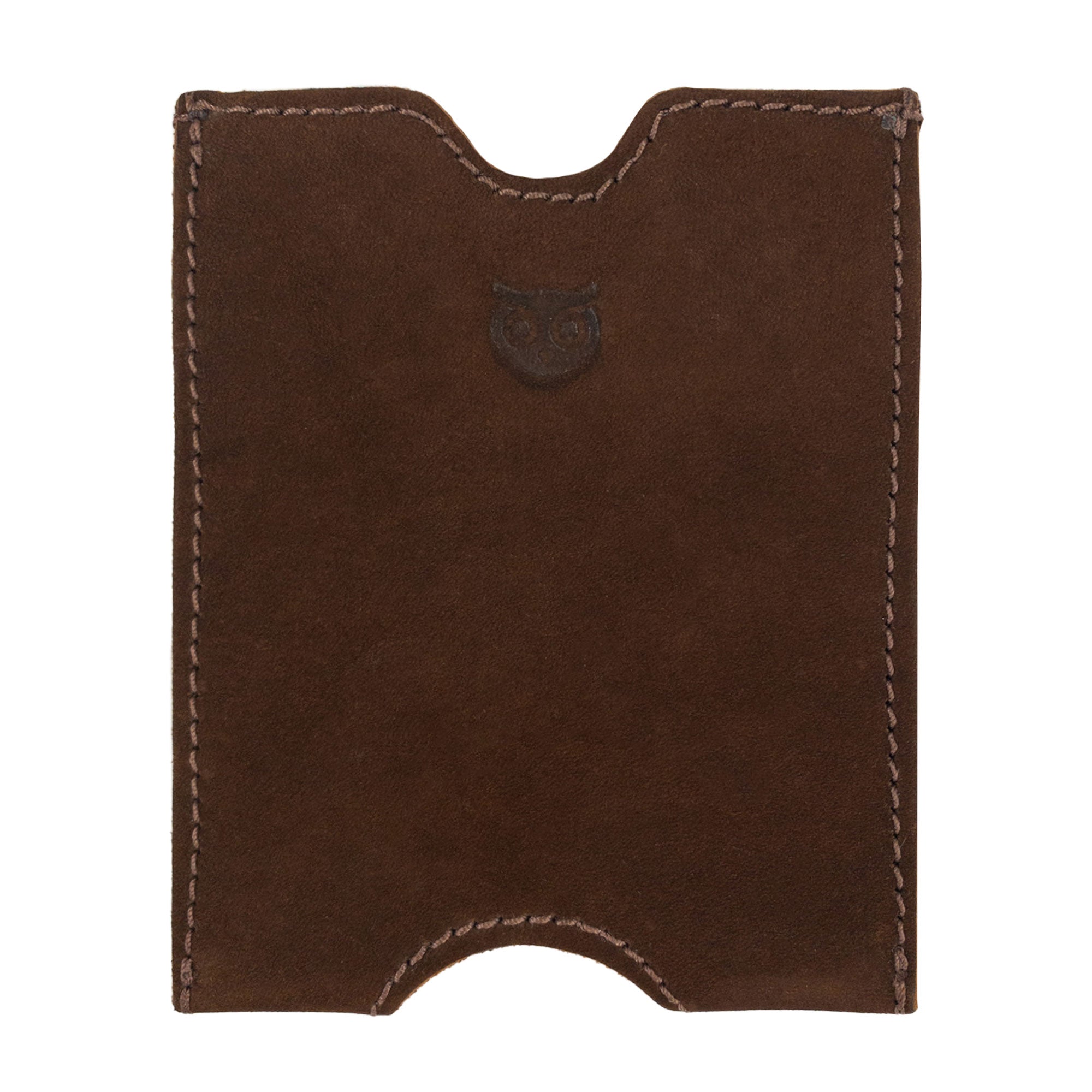 Hide & Drink Passport Sleeve in a rich brown color, displaying its distinctive look. This Travel Passport Pocket Sleeve, made from Full Grain Leather, showcases the exquisite craftsmanship of artisans in La Antigua Guatemala & Oaxaca Mexico.