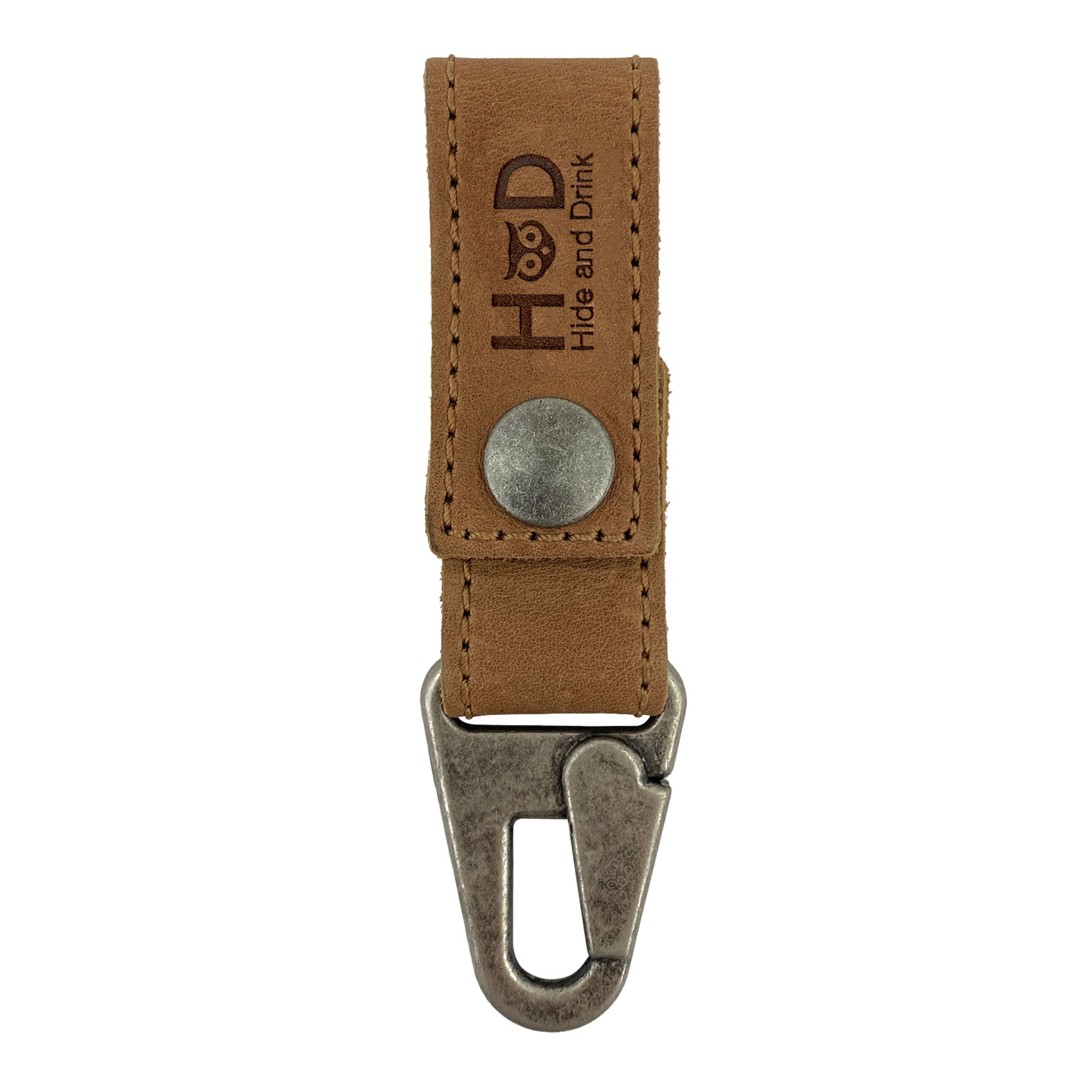 Front view of the Key Ring Holder by Hide & Drink, designed from premium Full Grain Leather. This piece represents Small Batch Production and artisan techniques, crafted in La Antigua Guatemala & Oaxaca Mexico.