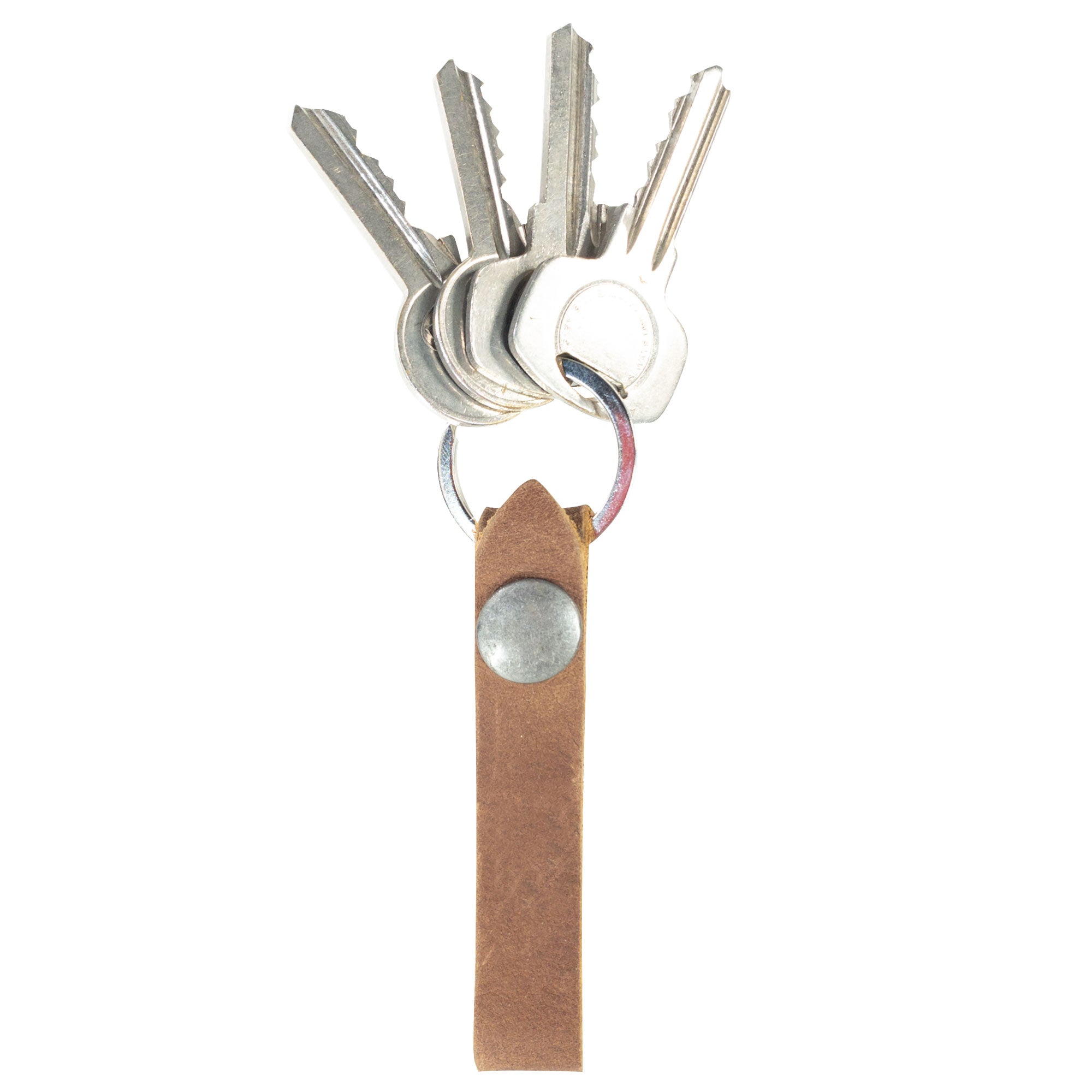 Hide & Drink Loop Keychain featuring a rustic design in brown, perfect for key organization. This keyring organizer is made from full grain leather, handmade by artisans in La Antigua Guatemala & Oaxaca Mexico, reflecting small batch production.