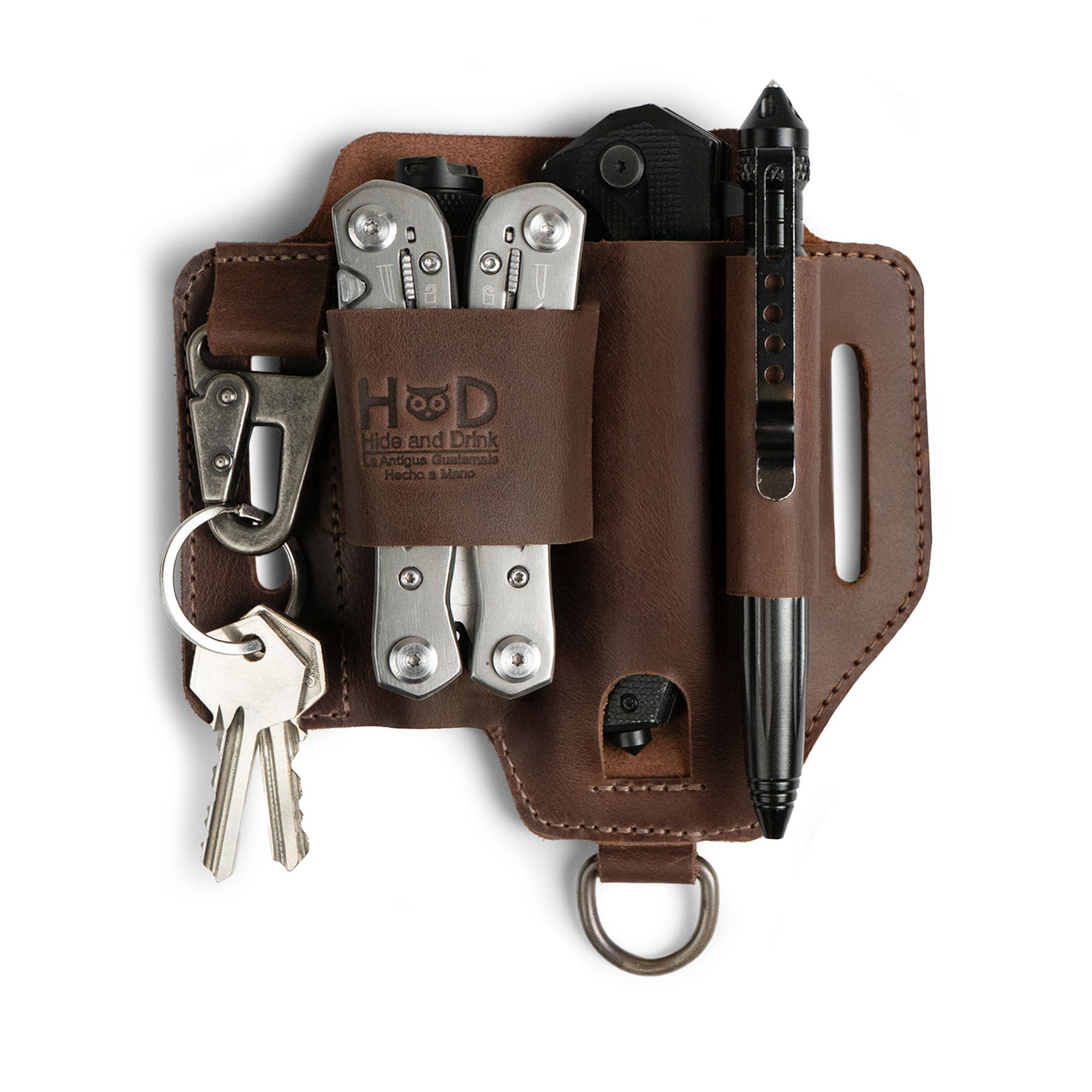 Hide & Drink Multi-tool Sheath for Waist Belt: Leather Multi-Tool Sheath for Waist Belt, Holster with Belt Loop, Outdoor Case, EDC Organizer for Belts, Pocket Knife Sheath, Camping Accessory, Multitool Pouch in full grain leather with Fire Branded Artisan detailing, handmade in La Antigua Guatemala & Oaxaca Mexico with StockyardX small batch production, hand cut and hand sewn craftsmanship.
