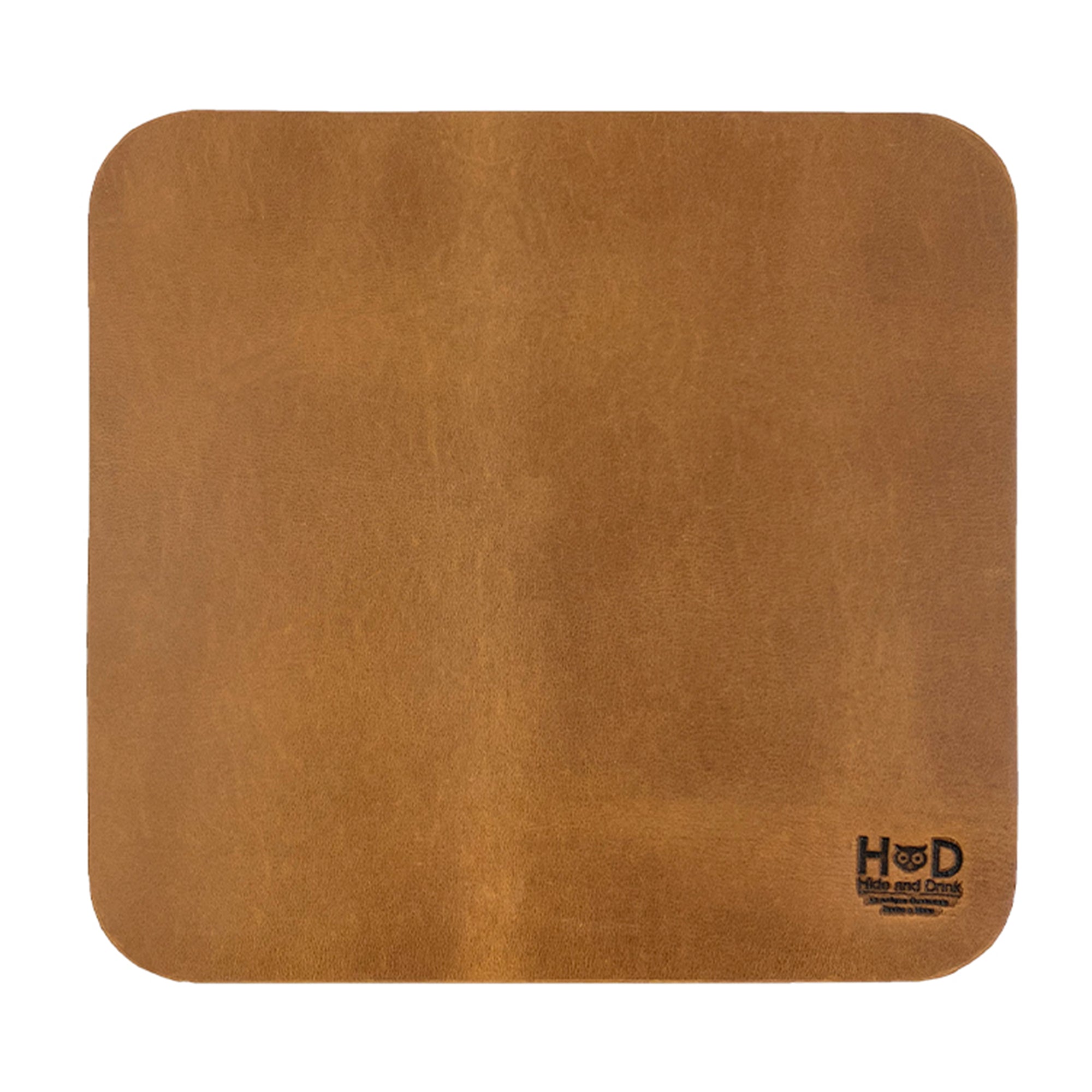 Hide & Drink Mousepad showcasing a rich orange texture, perfect for personalization in any office. This artisan mousepad features ergonomic design for comfort, crafted in La Antigua Guatemala & Oaxaca Mexico.
